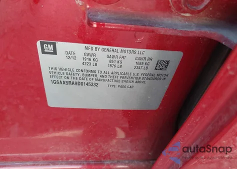 2013 Cadillac Ats Standard from USA, damaged, VIN 1G6AA5RA9D0145332